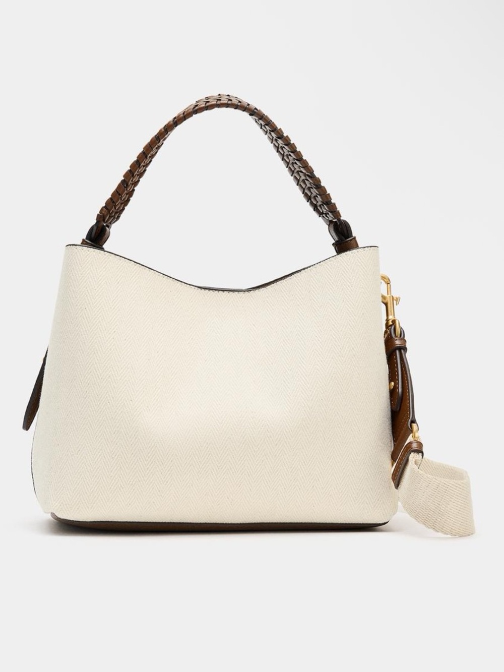 ZARA Cream Hobo Shoulder Bag with Braided Handle